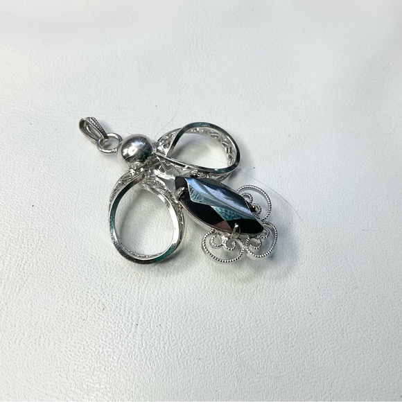 Vintage Alaska Black Diamond Sterling Silver Pendant & Brooch 1960’s Set - Picture 6 of 7